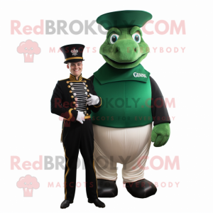 Forest Green Ring Master mascot costume character dressed with a Turtleneck and Cummerbunds