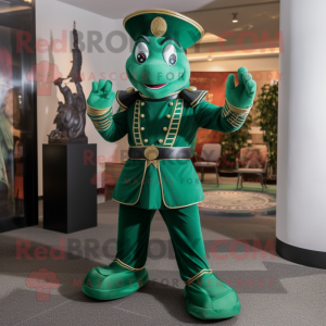 Forest Green Ring Master mascot costume character dressed with a Turtleneck and Cummerbunds