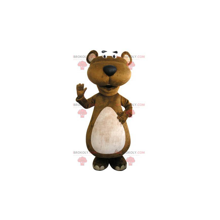Castor de mascote marrom e branco. Mascote da marmota -