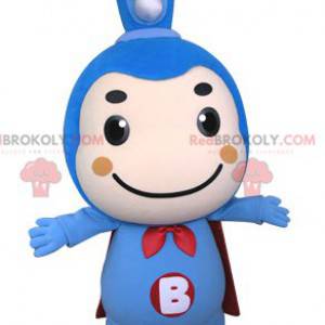 Blauwe tandenborstelmascotte met een cape - Redbrokoly.com