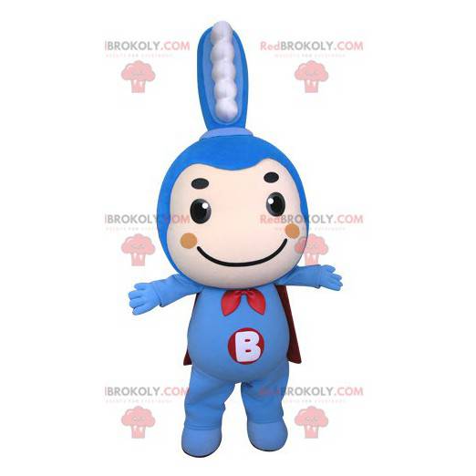 Blue toothbrush mascot with a cape - Redbrokoly.com