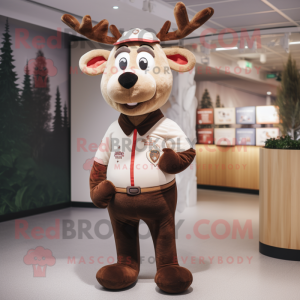 nan Reindeer mascot costume character dressed with a Polo Shirt and Lapel pins