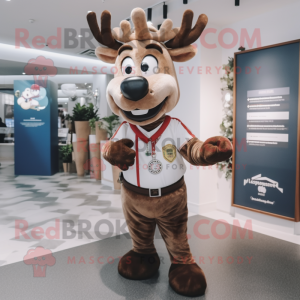 nan Reindeer mascot costume character dressed with a Polo Shirt and Lapel pins