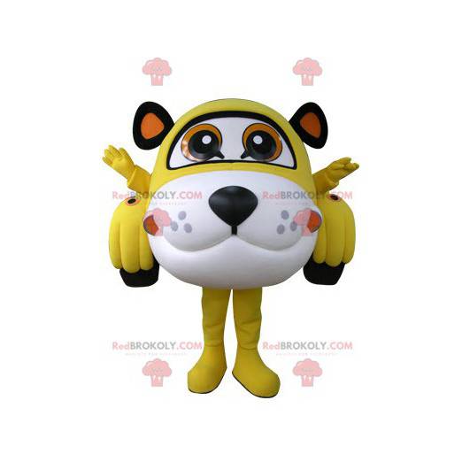 Car mascot shaped like a tiger yellow white and black -