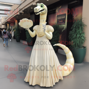 Cream Brachiosaurus maskot...