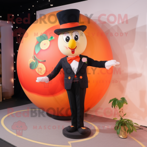 Peach Ring Master mascot costume character dressed with a Suit Pants and Hairpins