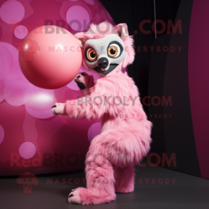 Pink Lemur maskot kostume...