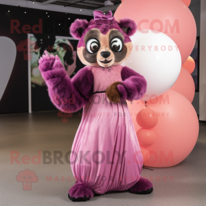 Rosa Lemur maskot kostym...