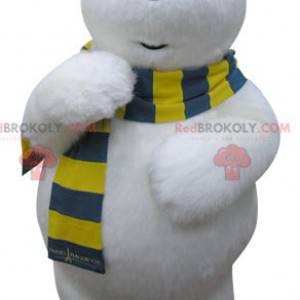 Mascote do urso polar com um lenço amarelo e azul -