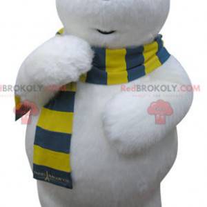 Polar bear mascot with a yellow and blue scarf - Redbrokoly.com