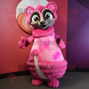 Roze Lemur mascotte kostuum...