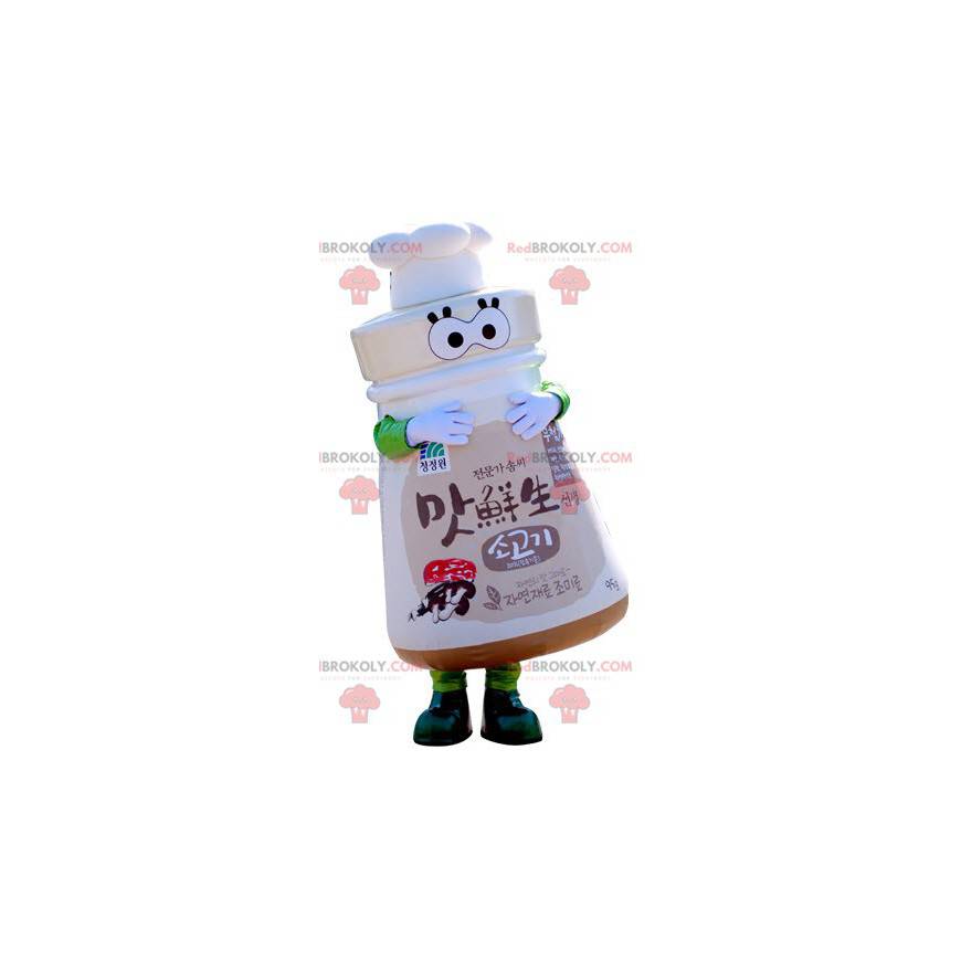 Mascot tube salt shaker with a chef's hat. Culinary mascot -