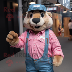 Rosa Marmot maskot kostym...