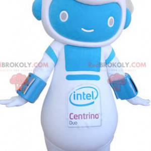 Mascotte de bonhomme de robot bleu et blanc - Redbrokoly.com