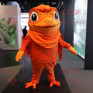 Orange Frog maskot drakt...