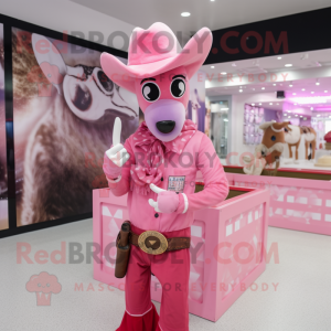 Pink Cowboy maskot kostume...