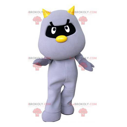 Lila Katzenmaskottchen mit gelben Hörnern - Redbrokoly.com