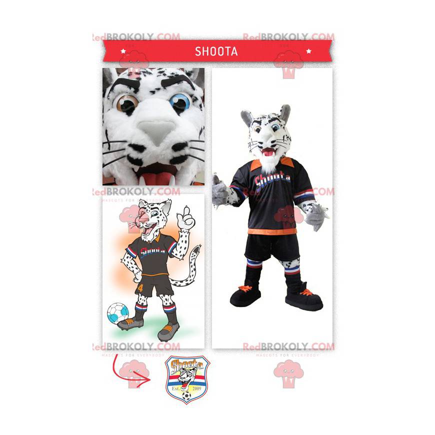 Mascot white and black tiger with his footballer suit -
