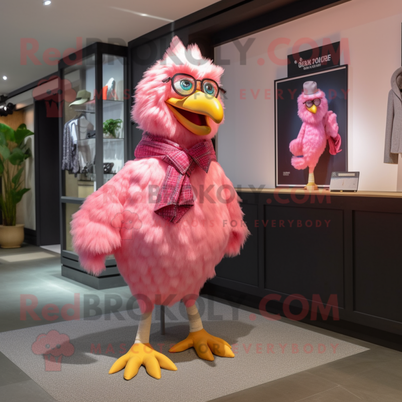 Pink Hens mascot costume character dressed with a Bermuda Shorts and Brooches