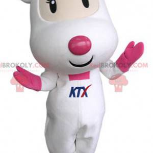 Cute and touching white and pink mouse mascot - Redbrokoly.com