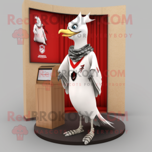 White Woodpecker mascot costume character dressed with a Wrap Dress and Necklaces