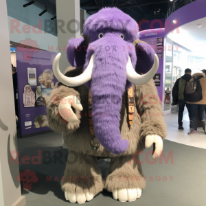 Lavender Mammoth mascot costume character dressed with a Parka and Keychains