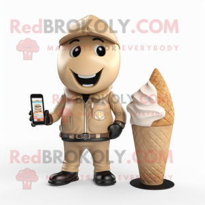 Beige Ice Cream Cone maskot...