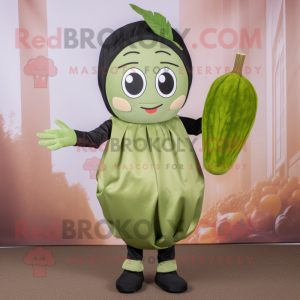 Olive Pho mascot costume character dressed with a Culottes and Suspenders