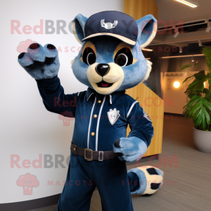 Navy Civet mascot costume character dressed with a Bootcut Jeans and Mittens