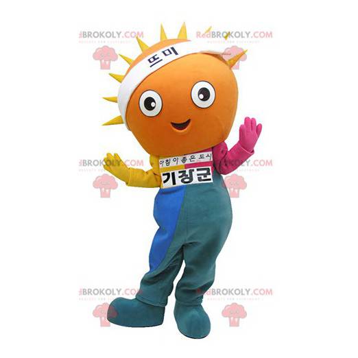 Sonnenmaskottchen mit einem bunten Outfit - Redbrokoly.com