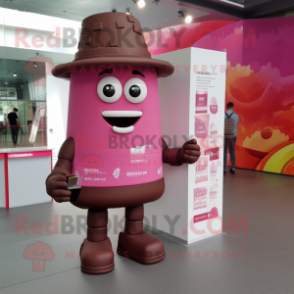 Pink Chocolate Bar mascot costume character dressed with a Shorts and Hats