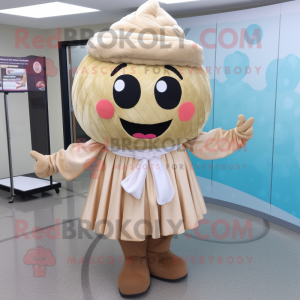 Tan Cupcake maskot kostym...