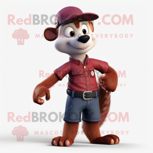 Maroon Weasel maskot kostym...