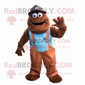 Rust But mascot costume character dressed with a Bermuda Shorts and Gloves