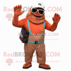 Rust But mascot costume character dressed with a Bermuda Shorts and Gloves