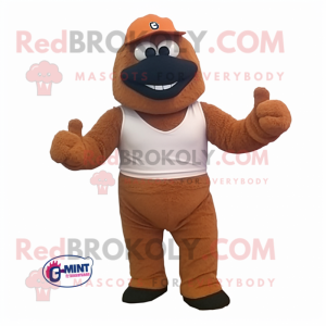 Rust But mascot costume character dressed with a Bermuda Shorts and Gloves