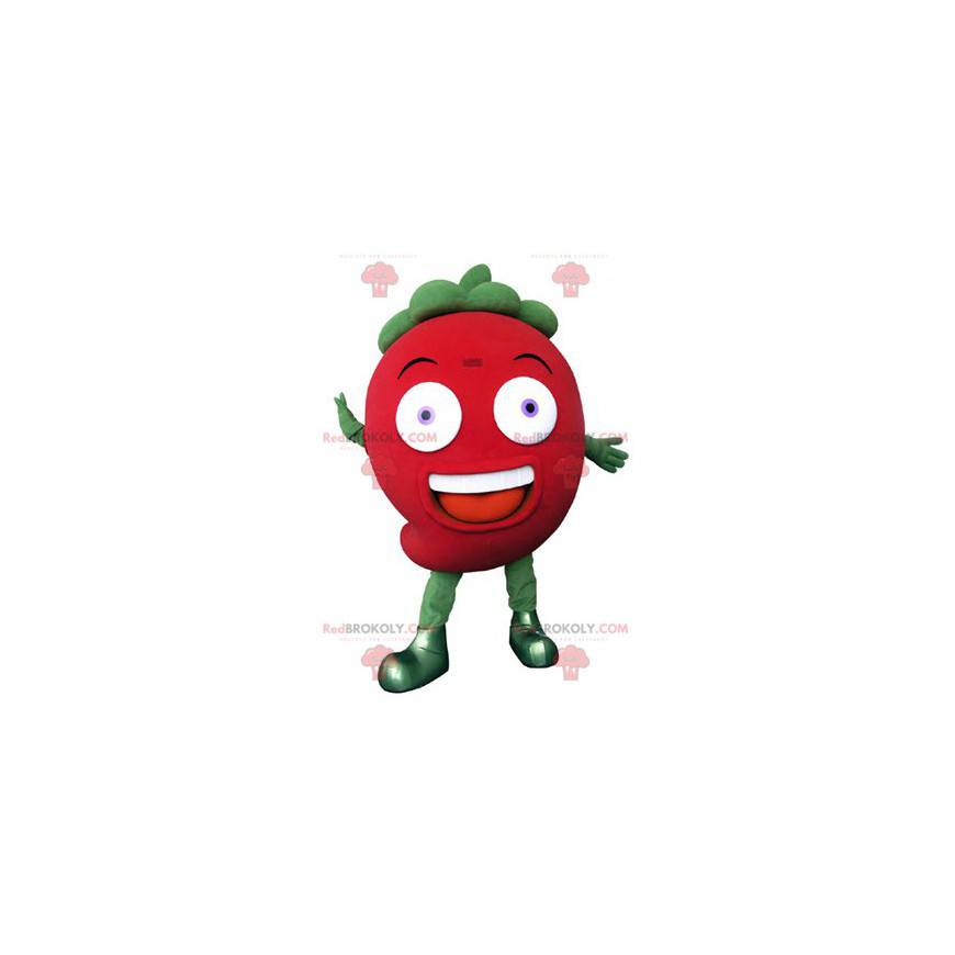Gigantyczna czerwona i zielona truskawkowa maskotka -