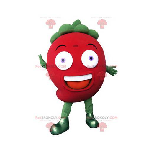 Gigantyczna czerwona i zielona truskawkowa maskotka -