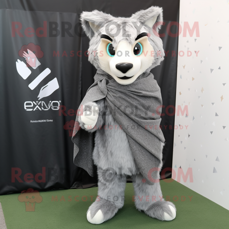 Gray Lynx mascot costume character dressed with a T-Shirt and Shawls Gray Lynx mascot costume character dressed with a T-Shirt and Shawls