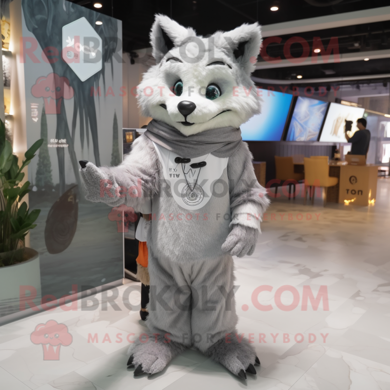 Gray Lynx mascot costume character dressed with a T-Shirt and Shawls Gray Lynx mascot costume character dressed with a T-Shirt and Shawls