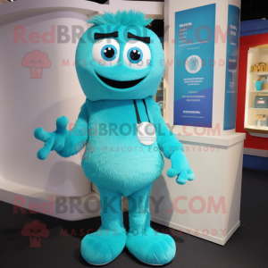Cyan armbånd maskot kostume...