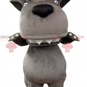 Mascota lobo gris con una oveja en la cabeza. - Redbrokoly.com