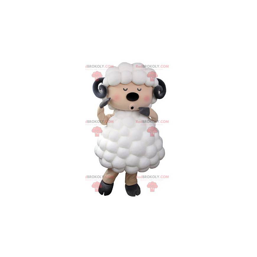 Mascote ovelha cabra branco preto e rosa - Redbrokoly.com