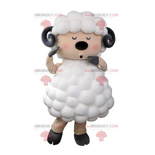 Mascote ovelha cabra branco preto e rosa - Redbrokoly.com