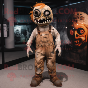 Rust Undead mascot costume character dressed with a Overalls and Shoe laces