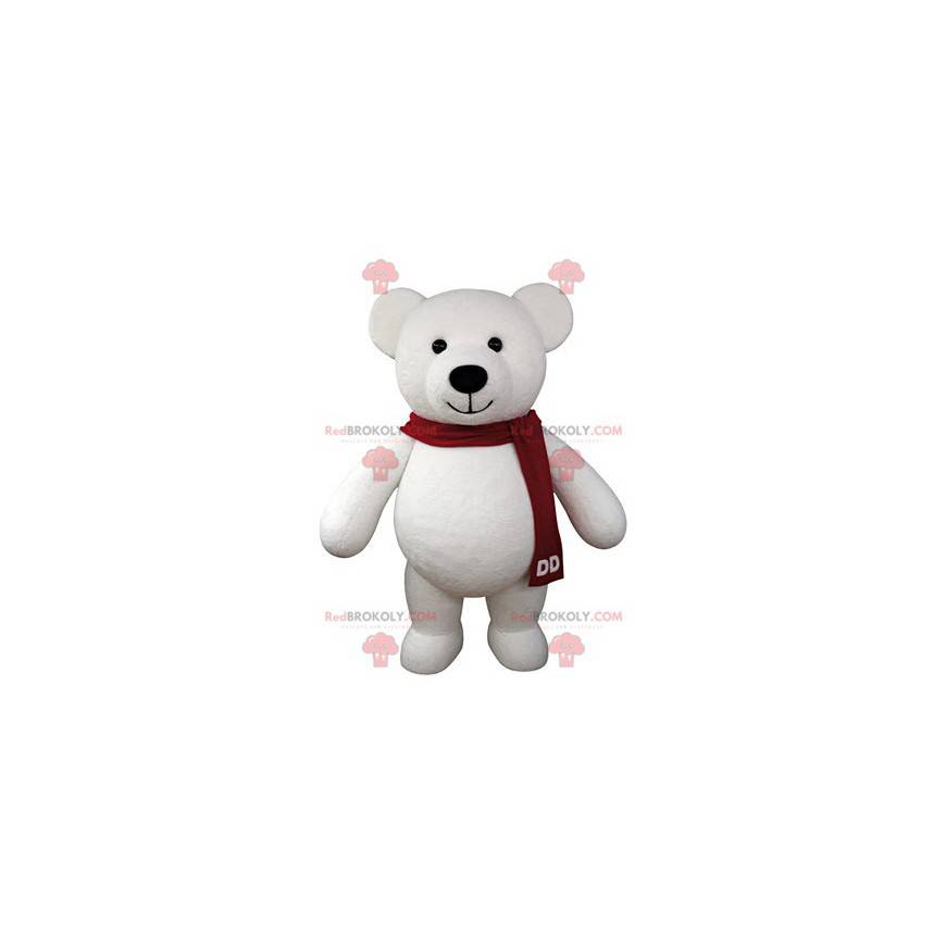 Eisbärenmaskottchen mit rotem Schal - Redbrokoly.com