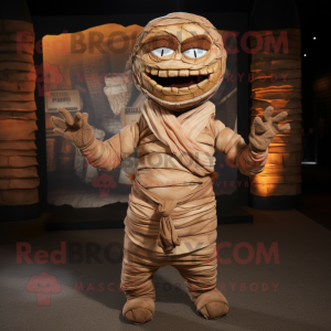 Rust Mummy mascot costume character dressed with a Vest and Bow ties
