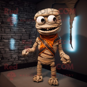 Rust Mummy mascot costume character dressed with a Vest and Bow ties