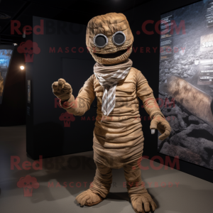 Rust Mummy mascot costume character dressed with a Vest and Bow ties