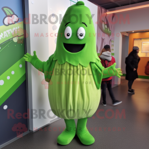 nan Celery mascot costume character dressed with a Hoodie and Mittens